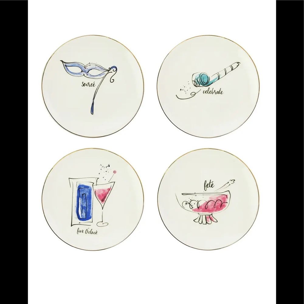 JAY Import NWT White Soiree Round Plate - Set of 4